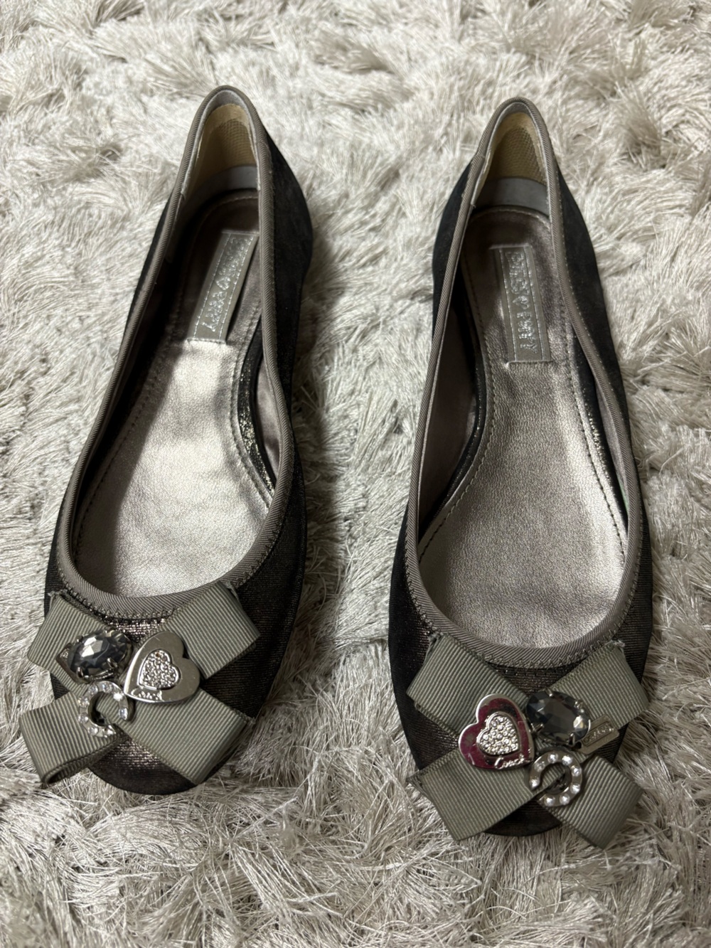 Coach Poppy Embellished Black Women's Ballet Flats size 8
